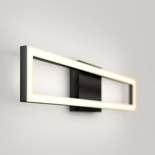 The Artika Dover 27-in Integrated LED 5-CCT Vanity Light Bar features a modern rectangular black frame with glowing edges—perfect for adding sleek style and chrome accents to any contemporary bathroom.