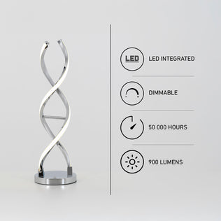 Artika Swirl LED table lamp: ambient, dimmable light, 900 lumens, 50,000h lifespan; integrated LEDs.
