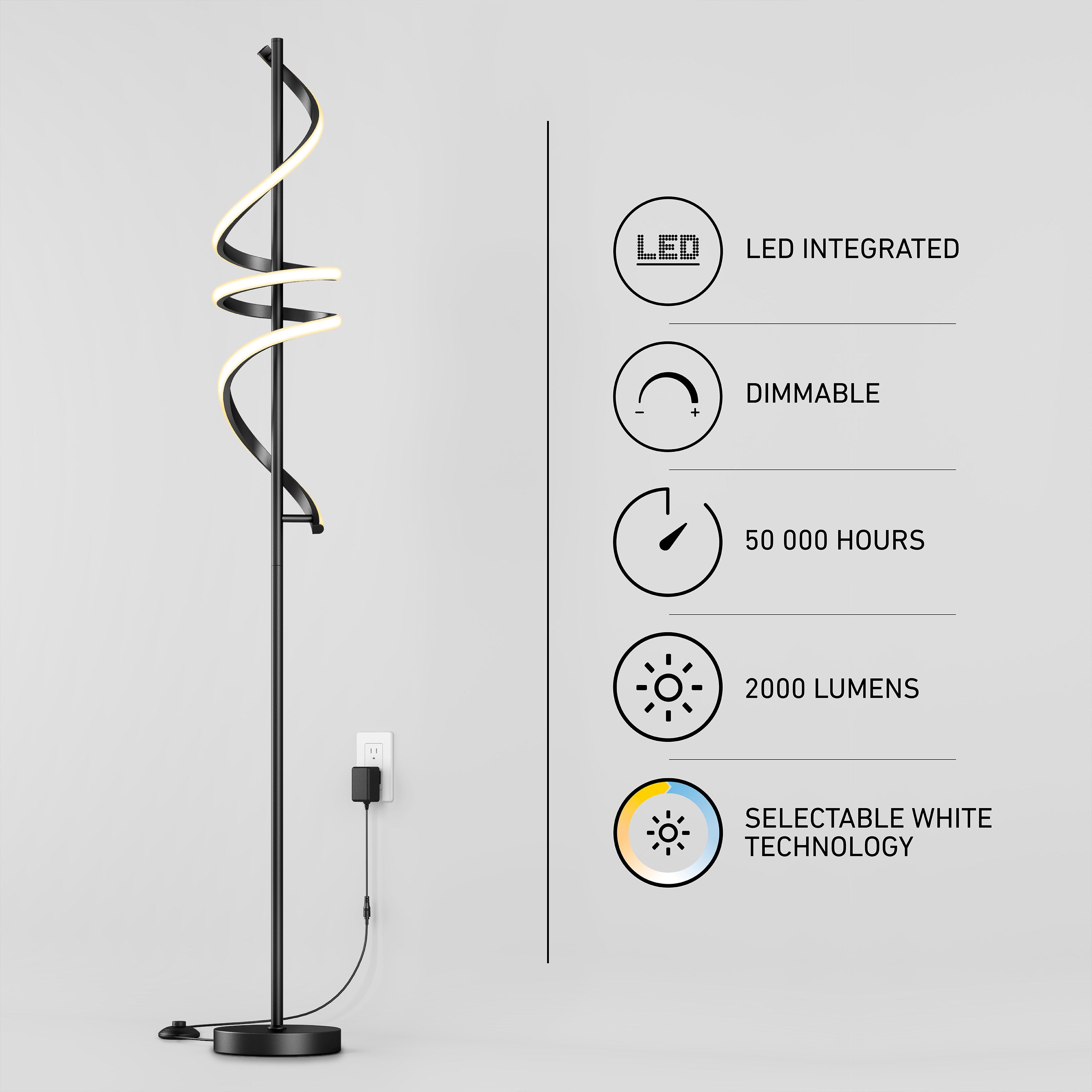 Coda modern LED floor lamp 5CCT in Matte Black | Artika Canada