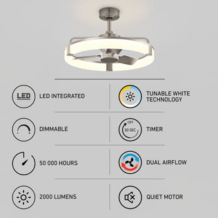 Artika Sunnyvale 23 in. LED fandelier: dimmable, tunable white light, timer, quiet motor, and remote for effortless comfort.