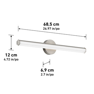 The Artika Ewen modern LED vanity light, 68.5x12x6.9 cm, offers 5 CCT for bathroom mirrors.