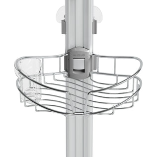 The Artika Neptune shower caddy with mirror and 3 baskets features a rust-resistant silver metal wire design, adjustable pole, and suction cups. Perfect for corner storage and organizing bath items neatly.