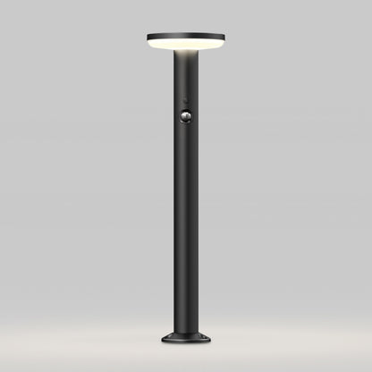 The Artika Urbia Solar LED Bollard features a round lit top, central button, and sleek black design against a plain light background.