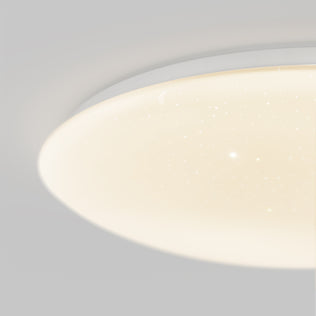 The Artika Empress 13 in. Modern LED Flush Mount Ceiling Light offers 3 CCT and a soft, star-like glow on your light gray ceiling.