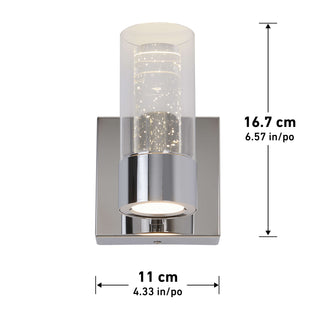 The Artika Essence 1-light LED bathroom vanity light features a square chrome base and glass shade, perfect for accent lighting.