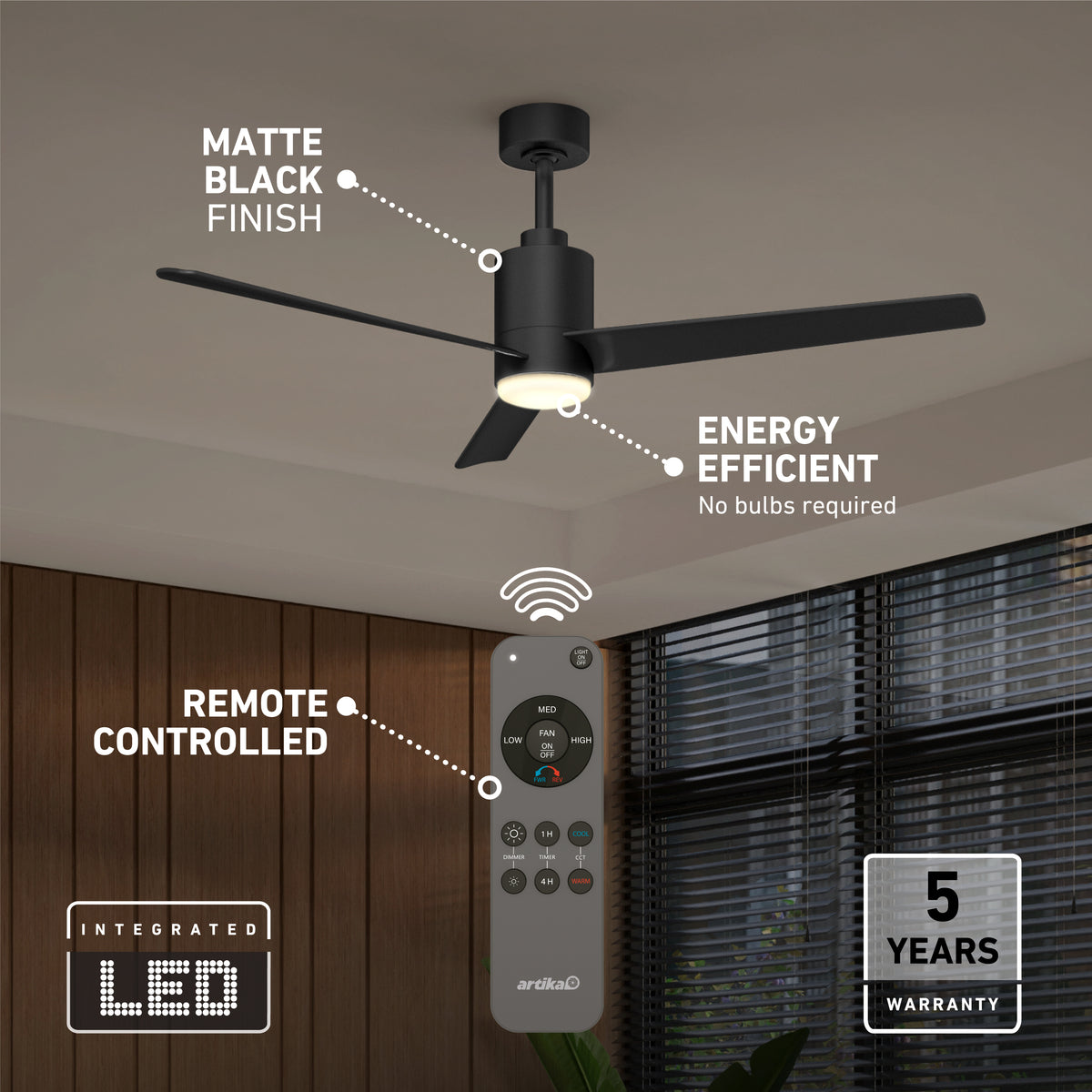 Ellison 132 cm (52 in.) LED moderno fandelier ventilador de techo con luz - control remoto incluido