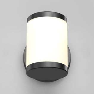 Artika Landon LED Outdoor Wall Light 2-Pack with frosted shade and black accents, shown mounted on a light gray wall.