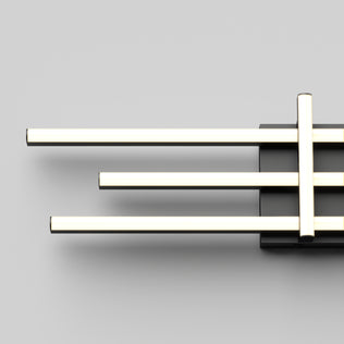 Artika Grid modern LED bathroom vanity light features three parallel bars and matte black finish on a rectangular base.