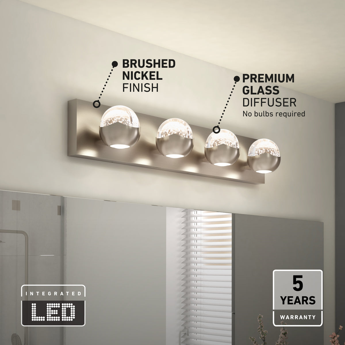 Oracle 27-in (68 cm) 4-Light Modern LED Vanity Light for Bathroom