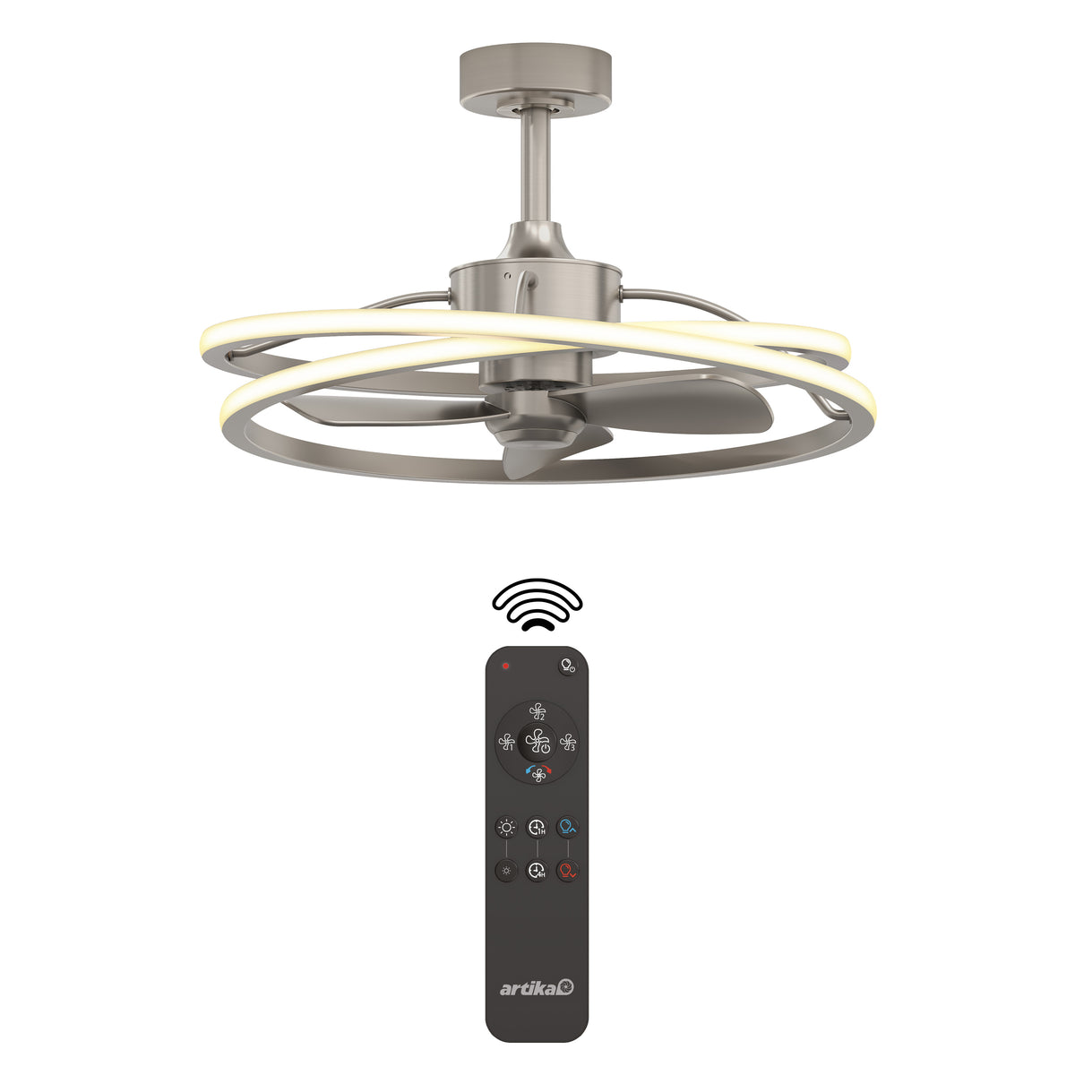 Coda 58 cm (23 po) DEL moderne fandelier ventilateur de plafond avec lumière - télécommande incluse