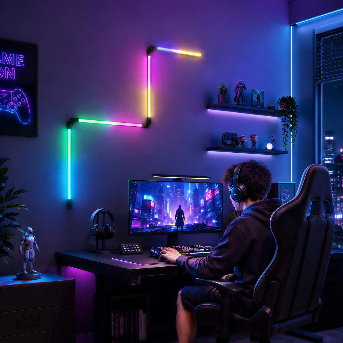 Fitch smart foldable RGB LED gaming floor lamp