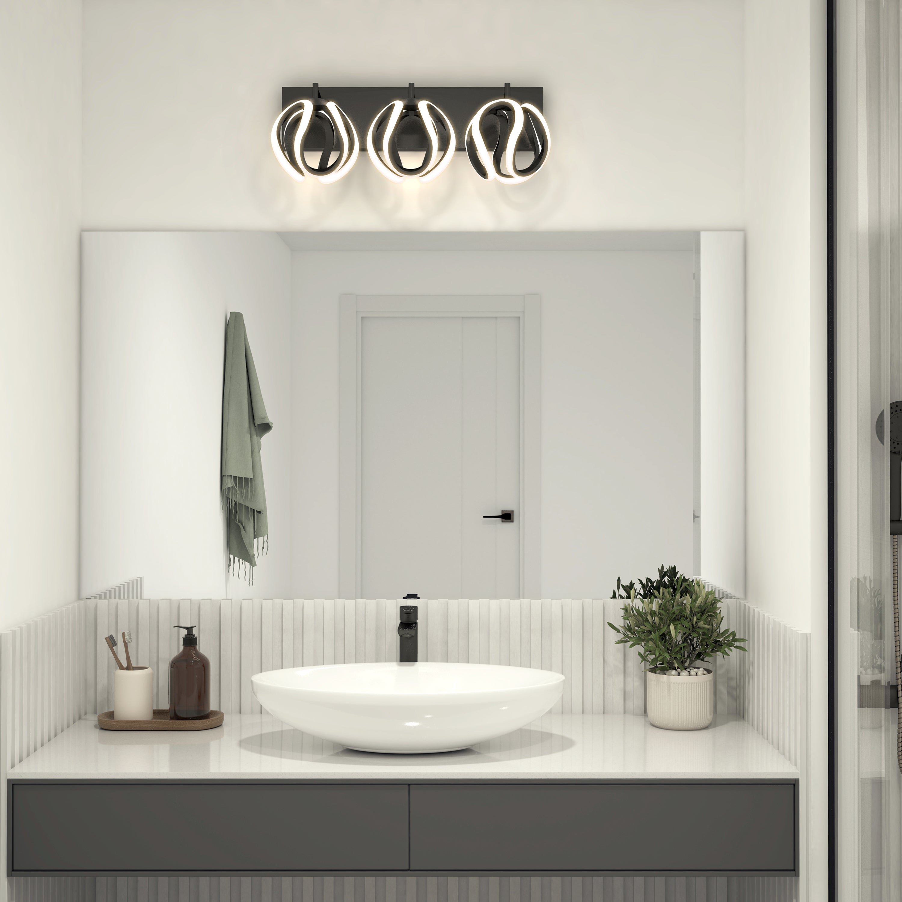Vivaldi LED bathroom vanity light 3 CCT Matte in Matte Black