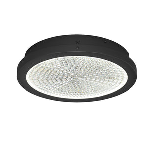 Artika Glitter 14 in. LED flush mount: black frame, crystal-textured diffuser, bright white light for a modern ceiling look.