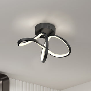 Artika Loop modern LED flush mount light: black, dimmable infinity-loop design with curved strips and 3 CCT settings.