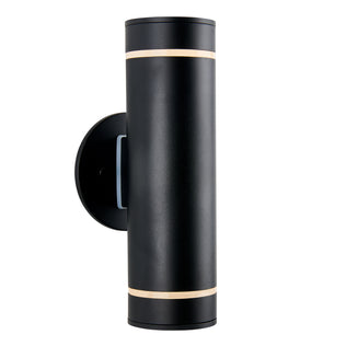 The Artika C7 indoor-outdoor wall light is a modern black cylindrical fixture with slim top and bottom light bands, mounted on a circular base. Rustproof and stylish, it’s ideal for both indoor and outdoor use.
