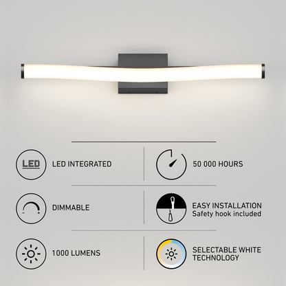 Arc 27-in (69 cm) Integrated LED 5-CCT Vanity Light Bar for Bathroom
