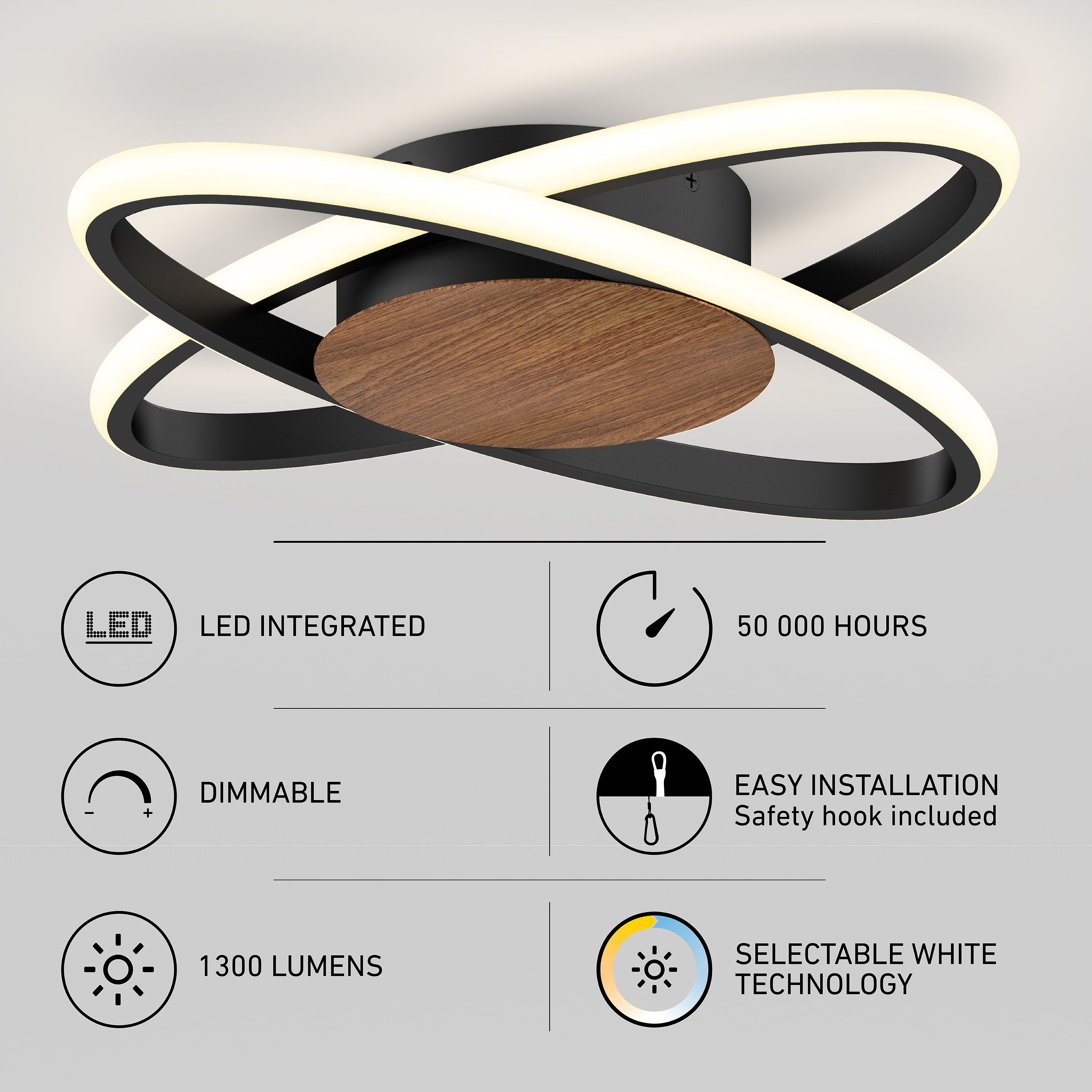 Atomic LED flush mount light in Walnut | Artika Canada