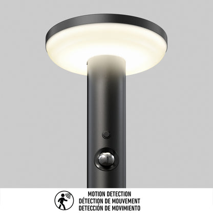 The Artika Urbia Solar LED Bollard with Motion Sensor, shown on a plain gray background.