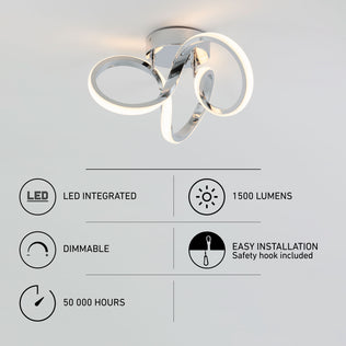 Artika Swirl LED flush mount—1300 lumens, dimmable, 50,000 hrs, easy install; ideal for modern interiors.