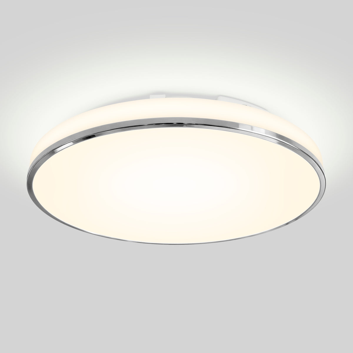 Artika Summit 15 in. LED Flush Mount 5CCT features a white frosted cover, silver rim, and modern design against a plain background.