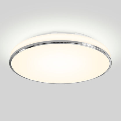 Artika Summit 15 in. LED Flush Mount 5CCT features a white frosted cover, silver rim, and modern design against a plain background.
