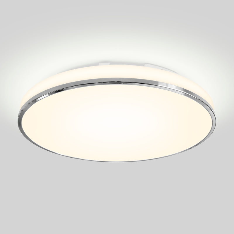 Artika Summit 15 in. LED Flush Mount 5CCT features a white frosted cover, silver rim, and modern design against a plain background.