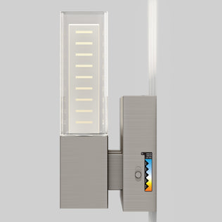 The Artika Hologram LED modern bathroom vanity light 5 CCT features a dimmable rectangular design with a side control panel.