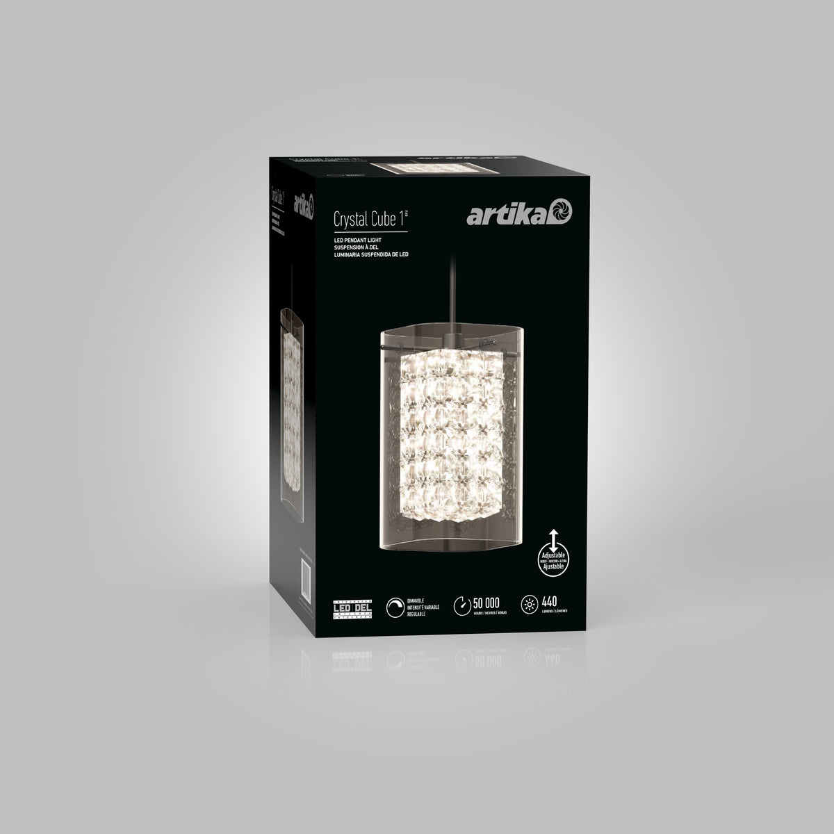Crystal Cube suspension à 1 Lumière DEL