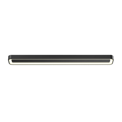 The Artika Aiden 48 in. LED modern flush mount light features a sleek rectangular black design with rounded edges and a continuous white light strip, perfect for ceiling or wall installation.