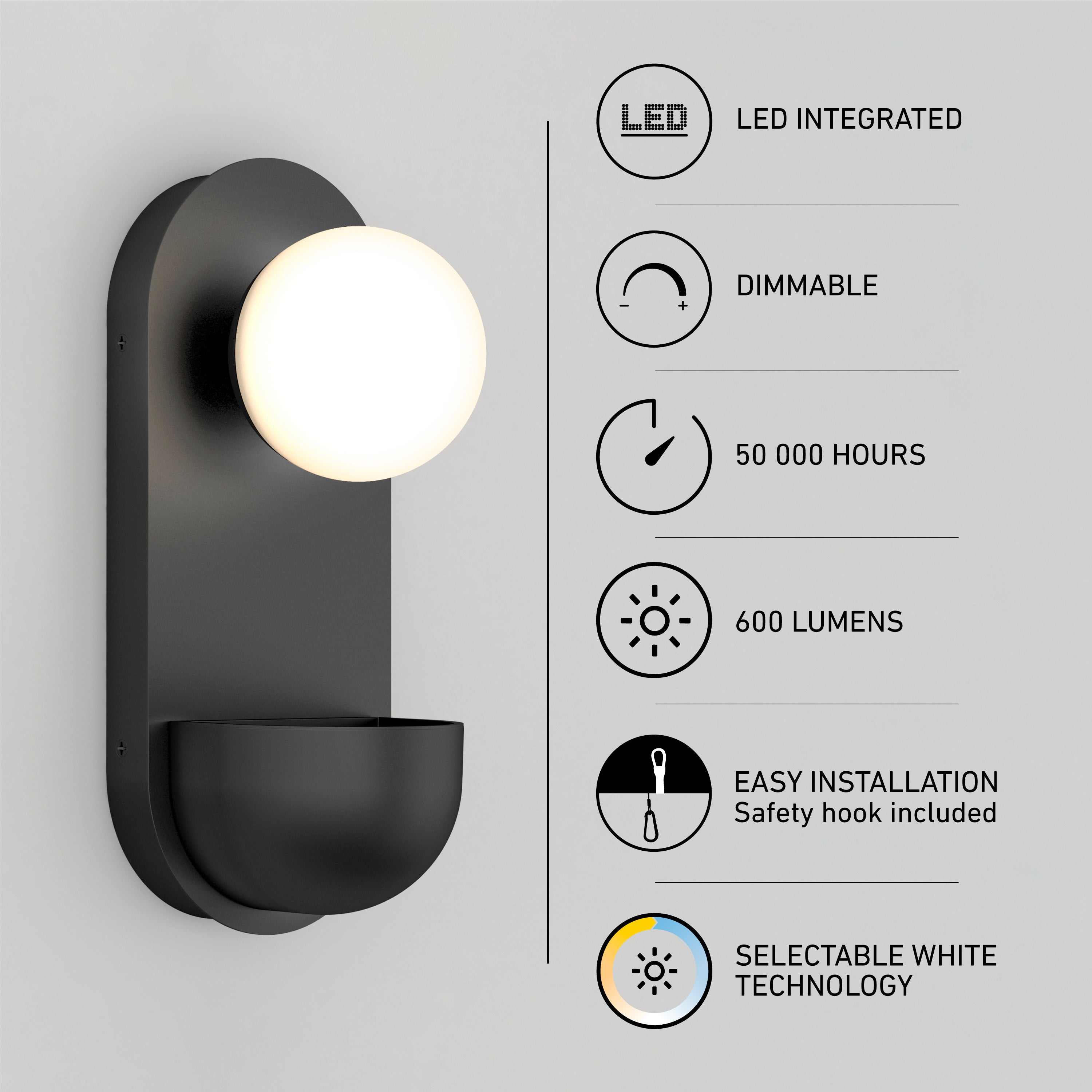 Bloomfield LED mid-century wall sconce 5 CCT in Matte Black