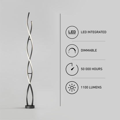 Artika Swirl modern LED floor lamp: dimmable, LED integrated, 50,000 hrs—ideal for stylish living room lighting.
