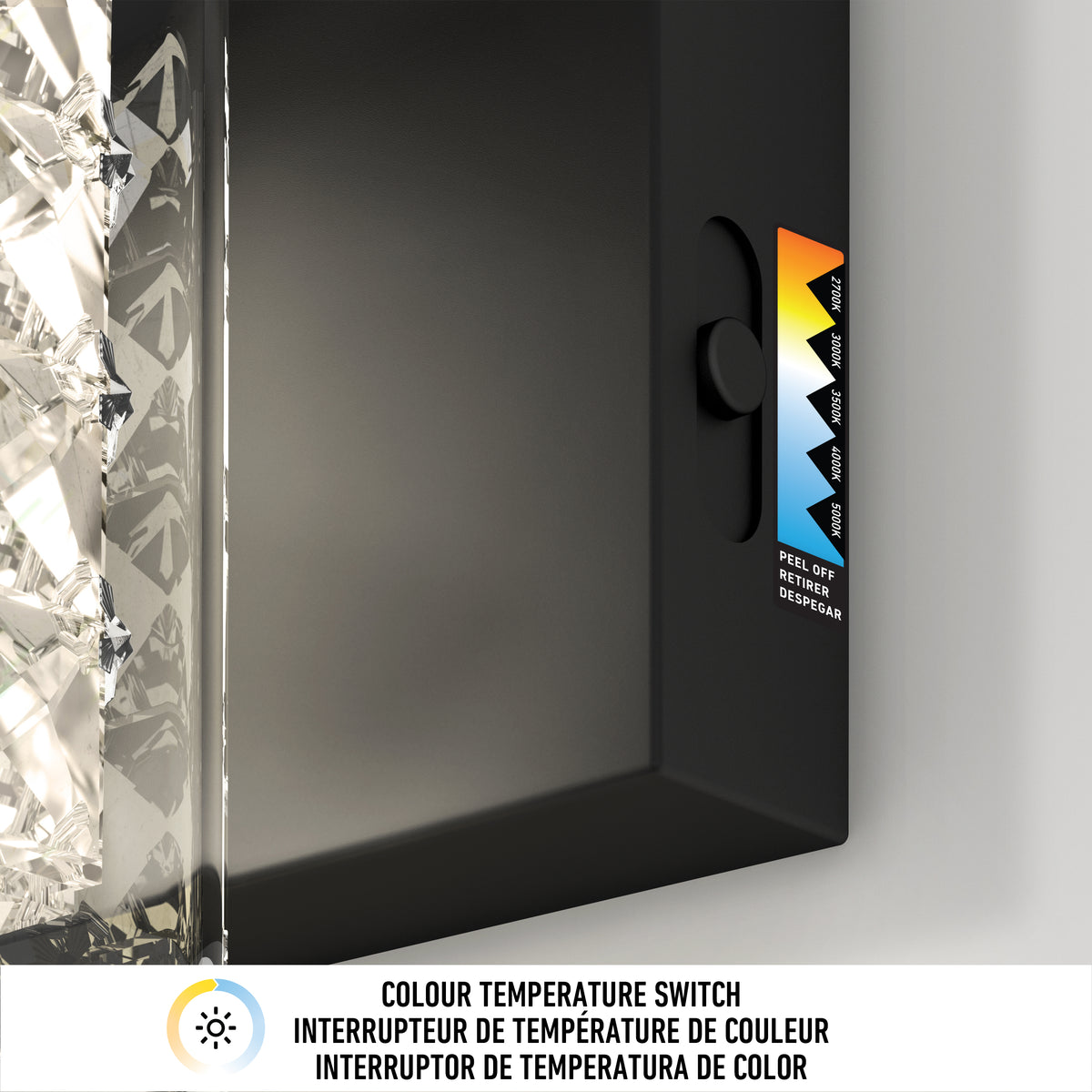 Crystal Cube 21 pulg (53 cm) luminario de vanidad de 3 luces LED moderno 5 TCL para baño