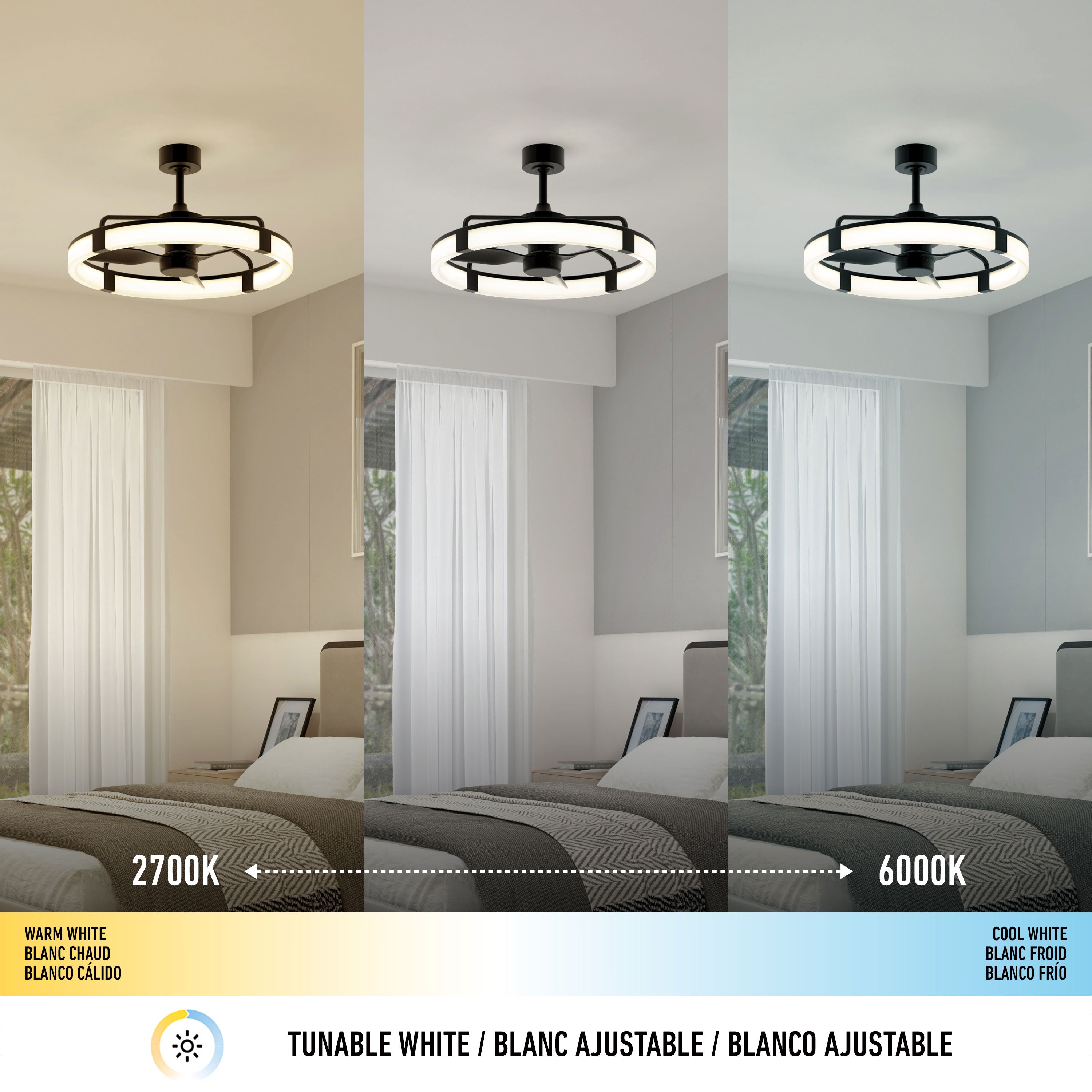 Sunnyvale 28 in. LED modern ceiling fan in Black | Artika Canada