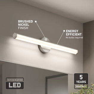 The Artika Ewen modern LED bathroom vanity light 5 CCT offers adjustable color balance and a 5-year warranty for energy-efficient lighting.