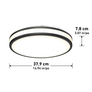 Artika Hemisphere 15 in. LED Flush Mount, 5 CCT, adjustable brightness—modern ceiling light for bathrooms or living spaces.