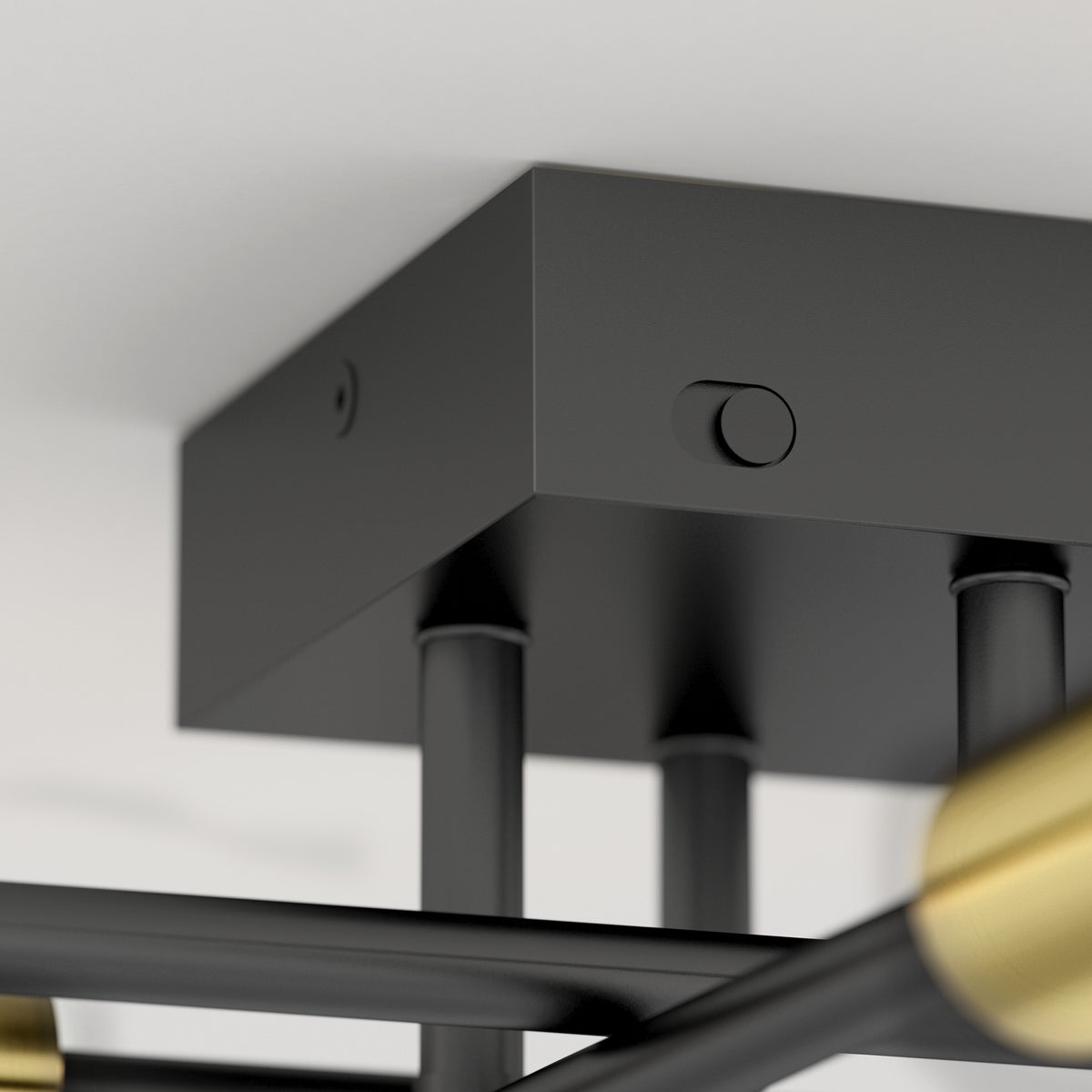 Close-up of the Artika Aristo LED flush mount 3 CCT ceiling light with multiple rods extending downward.