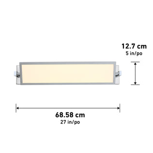 Artika Reflection 27-in LED Vanity Light Bar, flat panel, frosted shade, energy efficient; size: 68x12.7 cm.