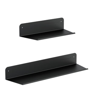 The Artika Sonokit set includes two black metal wall shelves in different lengths with a simple modern design for Sonolok and Sonofold panels. Easy to install, each shelf has flat surfaces and back panels with mounting holes.