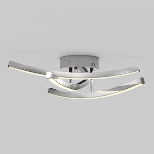 Artika Orly modern LED flush mount light with 2 curved bars, chrome finish, and adjustable 3 CCT color balance.