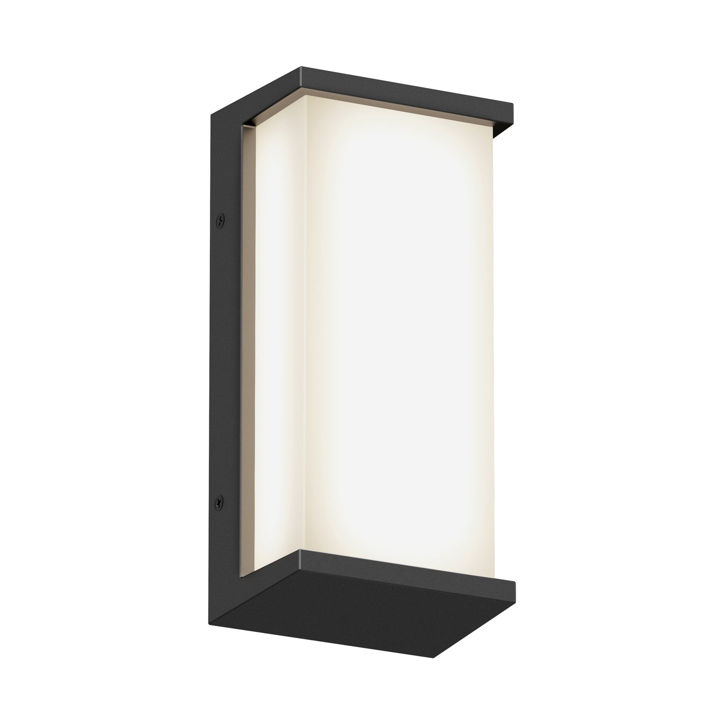 The Artika Faro modern LED indoor-outdoor wall light 3 CCT features a sleek rectangular black metal frame with a frosted white diffuser, mounted vertically against a white background.