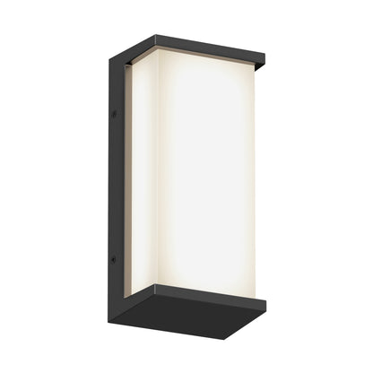 The Artika Faro modern LED indoor-outdoor wall light 3 CCT features a sleek rectangular black metal frame with a frosted white diffuser, mounted vertically against a white background.