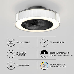 Artika Groove 20 in. LED fandelier with remote; adjustable light, easy install, 2300 lumens, 50,000-hour lifespan.