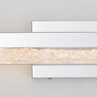The Artika Riviera modern LED bathroom vanity light features a white metal frame and clear crystals—ideal for luxury bathroom lighting.