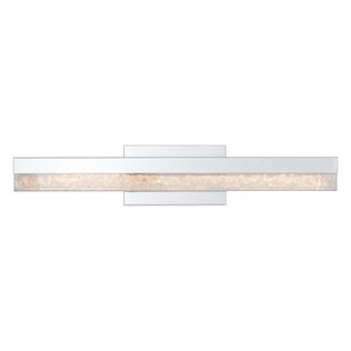 The Artika Riviera modern LED bathroom vanity light features a chrome finish and textured, illuminated glass for luxurious style.