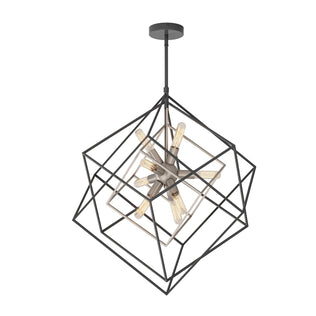 Artika’s Imperium 9-light chandelier features geometric metal frames and exposed bulbs, suspended stylishly from the ceiling.