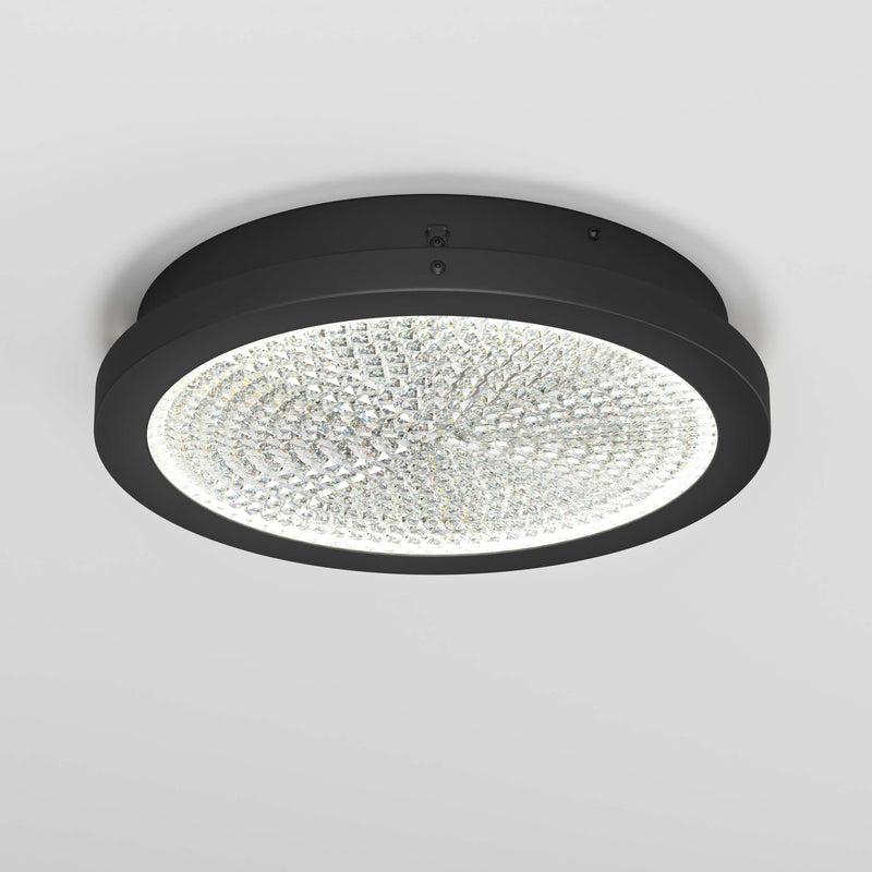 Artika Glitter 14 in. LED flush mount light features a crystal-like cover and emits bright white light for modern ceilings.