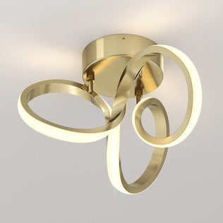The Artika Swirl LED flush mount features three illuminated loops and delivers 1300 lumens from a round base, perfect for modern spaces.