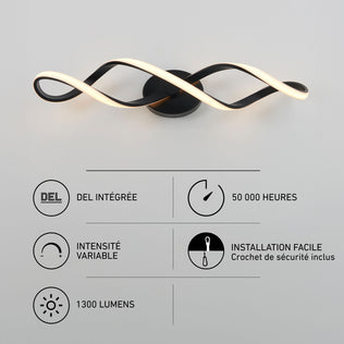 Artika Swirl 27-in 3-Light LED vanity light: modern, dimmable, 1300 lumens, and 50,000-hour life for your bathroom.