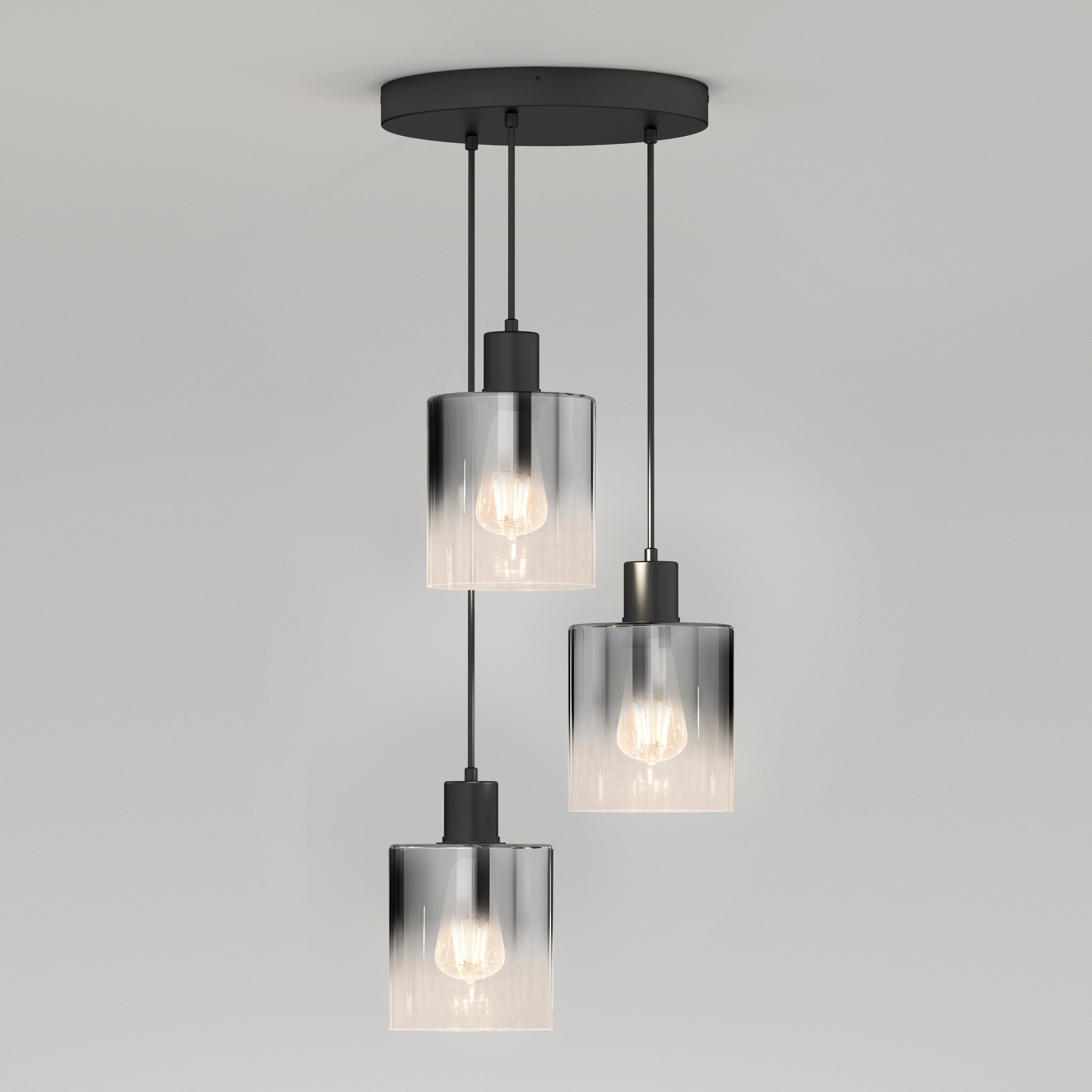 Haze modern 3-light pendant light Matte Black in Matte Black