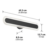 Rectangular wall-mounted light fixture with rounded edges, shown with measurements: 69.3 cm (27.28 in) wide, 12.7 cm (5 in) tall, and 8.5 cm (3.35 in) deep.